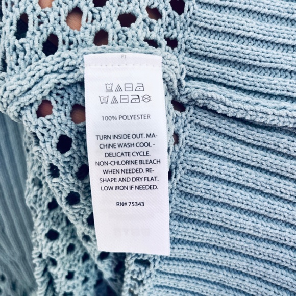 Joie  Vest Sweater Size L Blue Half Zip Collared Kimono Sleeve Crochet - Picture 8 of 12